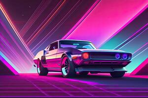 nuevo retrowave púrpura neón antecedentes diseño Arte generativo ai foto