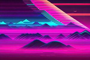 New Retrowave Purple Neon Background Design Art photo