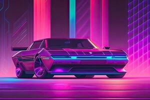 nuevo retrowave púrpura neón antecedentes diseño Arte generativo ai foto