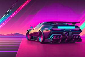 New Retrowave Purple Neon Background Design Art photo