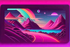 nuevo retrowave púrpura neón antecedentes diseño Arte generativo ai foto