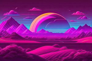 nuevo retrowave púrpura neón antecedentes diseño Arte generativo ai foto