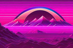 New Retrowave Purple Neon Background Design Art photo