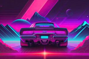 New Retrowave Purple Neon Background Design Art photo