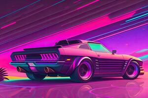 nuevo retrowave púrpura neón antecedentes diseño Arte generativo ai foto