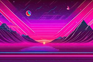 New Retrowave Purple Neon Background Design Art photo