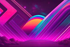 New Retrowave Purple Neon Background Design Art photo