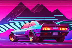 New Retrowave Purple Neon Background Design Art photo