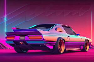 nuevo retrowave púrpura neón antecedentes diseño Arte generativo ai foto