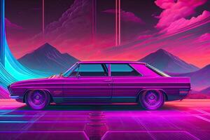 Purple Retrowave Abstract Background Design photo