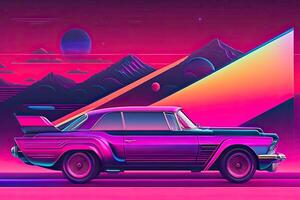 Purple Retrowave Abstract Background Design photo