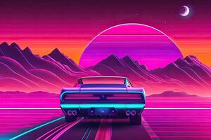 Purple Retrowave Abstract Background Design photo