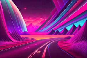 Purple Retrowave Abstract Background Design photo