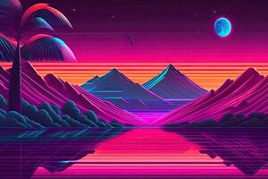 Purple Retrowave Abstract Background Design photo