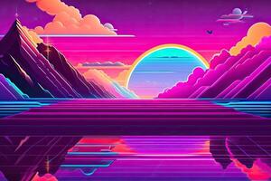 Purple Retrowave Abstract Background Design photo