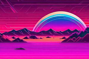 Purple Retrowave Abstract Background Design photo