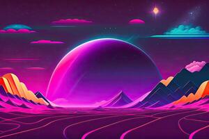 Purple Retrowave Abstract Background Design photo