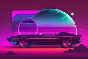 Purple Retrowave Abstract Background Design photo