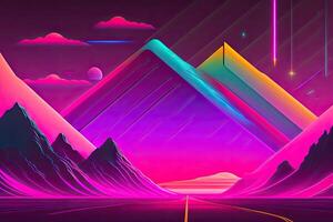 Purple Retrowave Abstract Background Design photo