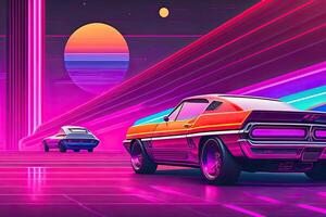 Purple Retrowave Abstract Background Design photo