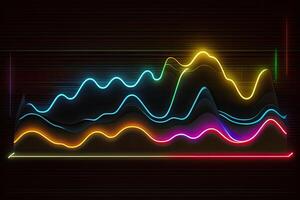 Sound Wave on Black Background in Neon Light photo