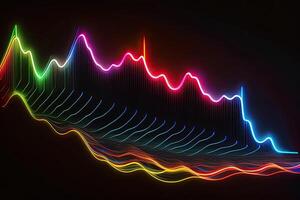 Sound Wave on Black Background in Neon Light photo