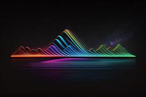 Sound Wave on Black Background in Neon Light photo