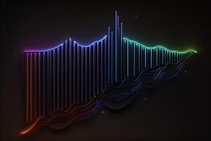 Sound Wave on Black Background in Neon Light photo