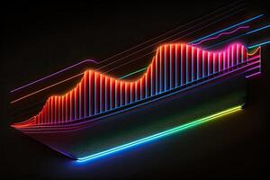 Sound Wave on Black Background in Neon Light photo