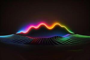 Sound Wave on Black Background in Neon Light photo