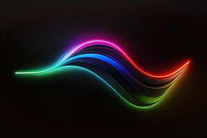 Sound Wave on Black Background in Neon Light photo