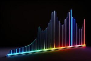 Sound Wave on Black Background in Neon Light photo