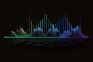 Sound Wave on Black Background in Neon Light photo