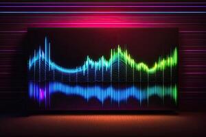 Sound Wave on Black Background in Neon Light photo