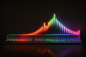 Sound Wave on Black Background in Neon Light photo