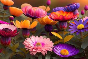 Vibrant Flowers Background Art photo