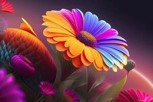 Vibrant Flowers Background Art photo