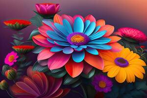 Vibrant Flowers Background Art photo