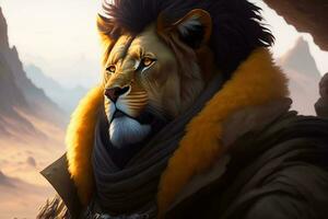 Lion Male Character Portrait Design photo