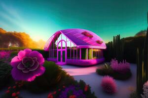 Pink Architecture Building Outdoor in Summer photo