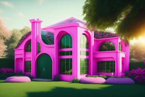 Pink Architecture Building Outdoor in Summer photo