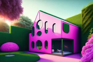 Pink Architecture Building Outdoor in Summer photo