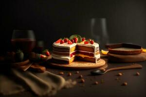 Birthday Celebration Cake Generative AI photo