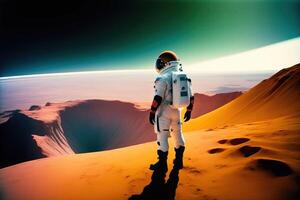 Space Illustration. Astronaut on Planet photo