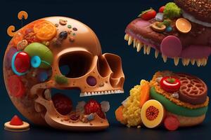 Anatomy of Head, Skull Made with Food photo