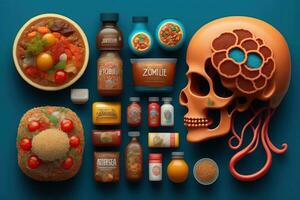 Anatomy of Head, Skull Made with Food photo