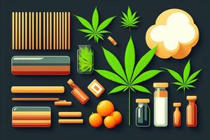 Cannabis Flat Lay Design with Cartoon Design photo