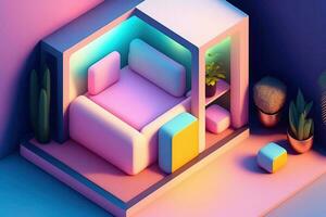 Cube Isometric Room Interior Design photo