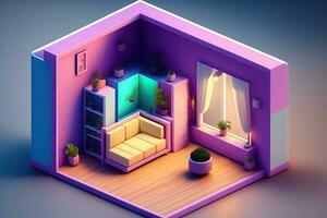 Cube Isometric Room Interior Design photo