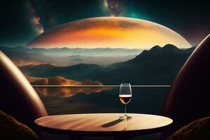 Drinking Wine in Space Background photo